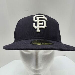 San Francisco‎ Giants Navy & White 59FIFTY Fitted Cap 7 1/8 New Era MLB Hat